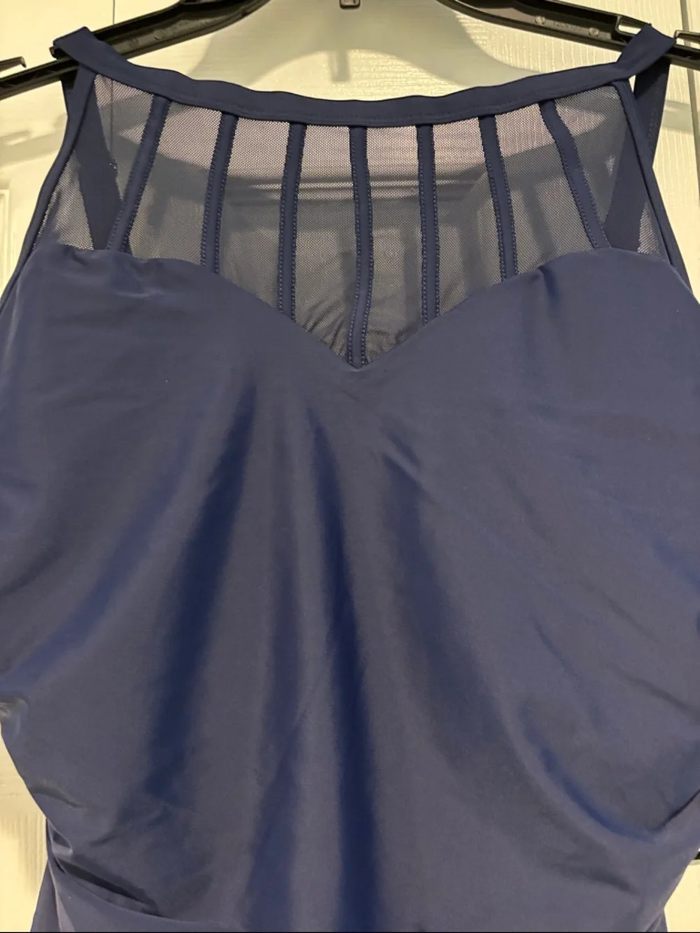 Alisha Levine Navy Blue One-Piece Swimsuit with Mesh Yoke…NWT